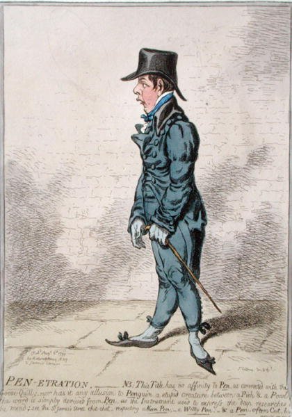 Pen-Etration, publicerad av Hannah Humphrey 1799 (handfärgad etsning) av James Gillray