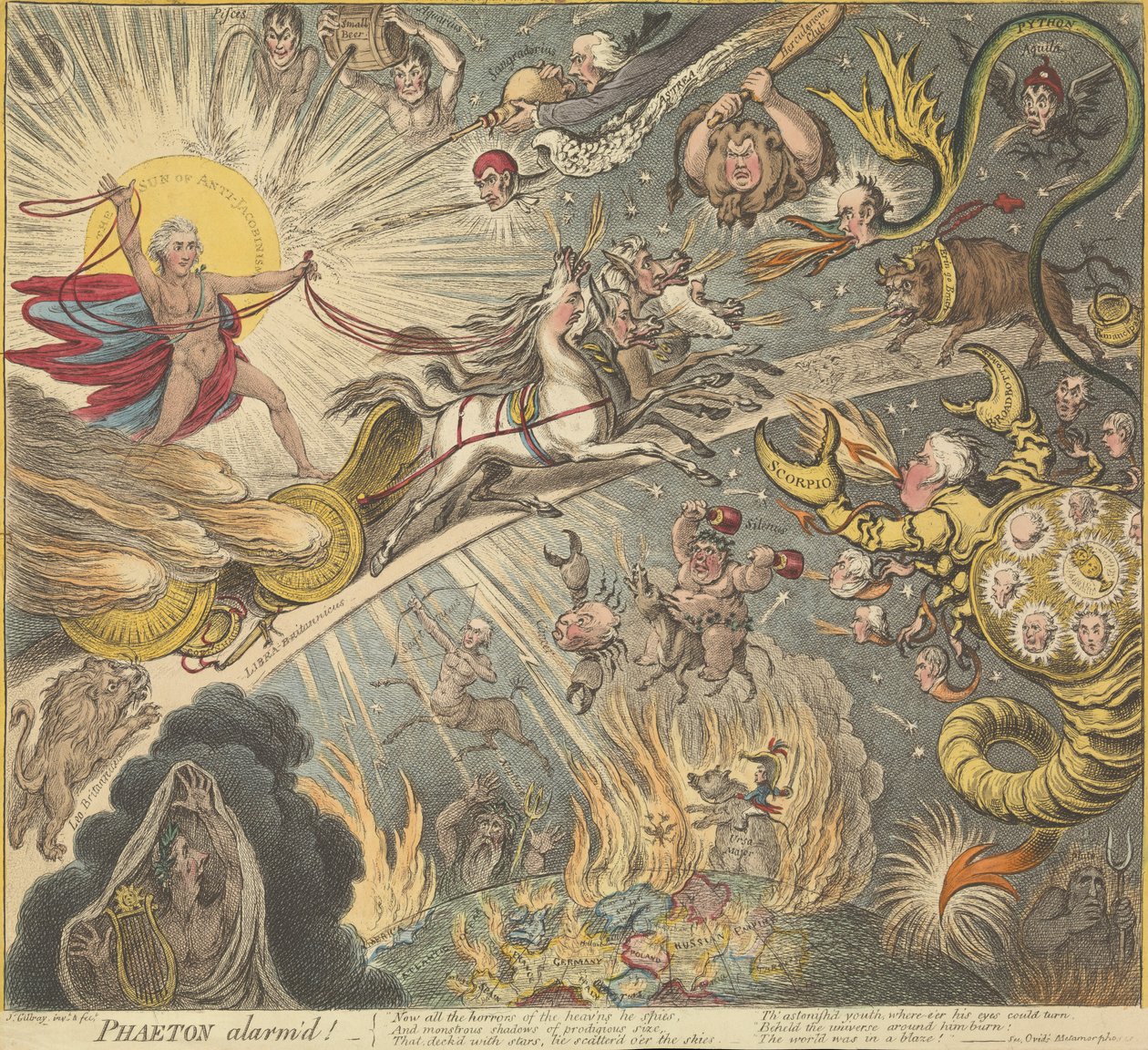 Phaeton larmad av James Gillray