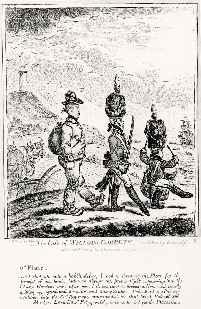 Tallrik 2, från The Life of William Cobbett, skriven av honom själv, pub. av H. Humphrey, 1809 av James Gillray