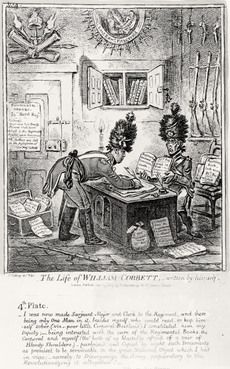 Tallrik 4, från The Life of William Cobbett, skriven av honom själv, pub. av H. Humphrey, 1809 av James Gillray