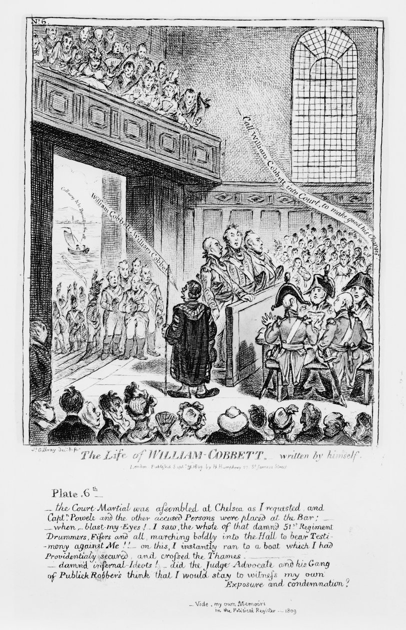 Tallrik 6, från "The Life of William Cobbett", skriven av honom själv, pub. av H. Humphrey, 1809 av James Gillray