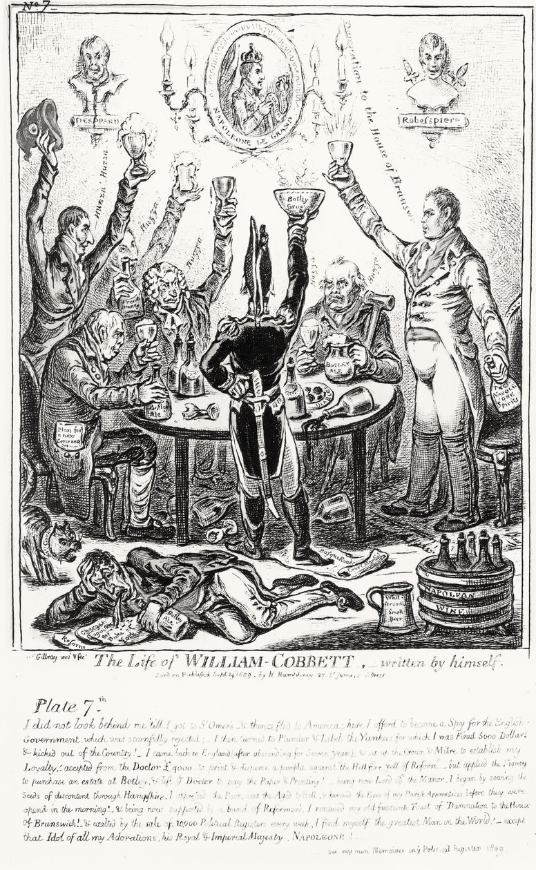 Tallrik 7, från The Life of William Cobbett, skriven av honom själv, pub. av H. Humphrey, 1809 av James Gillray
