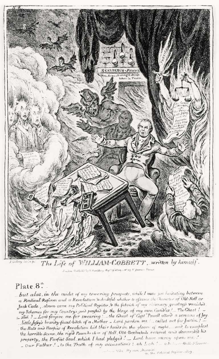 Tallrik 8, från The Life of William Cobbett, skriven av honom själv, pub. av H. Humphrey, 1809 av James Gillray