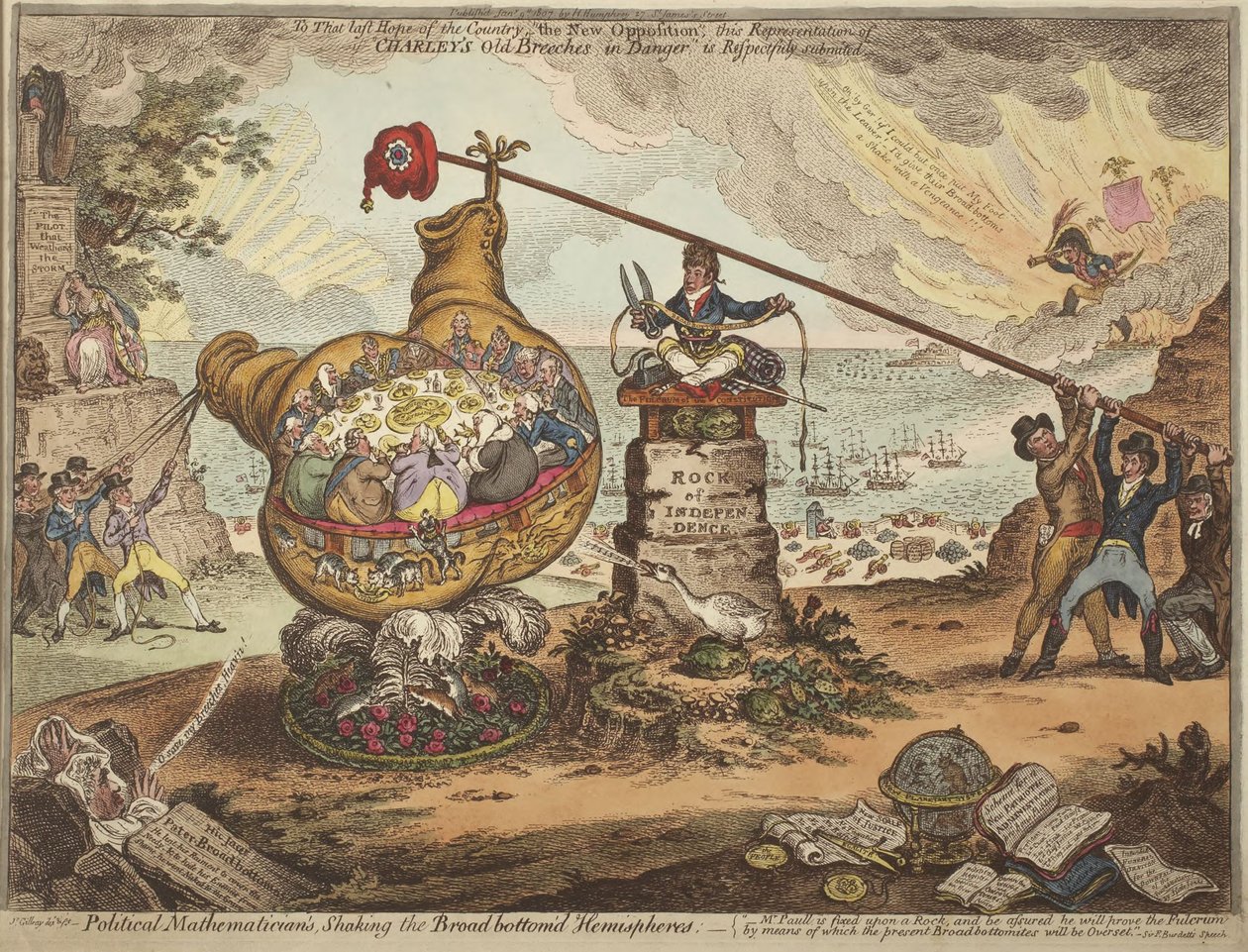 Politiska matematiker som skakar om de vidsträckta halvklotena av James Gillray