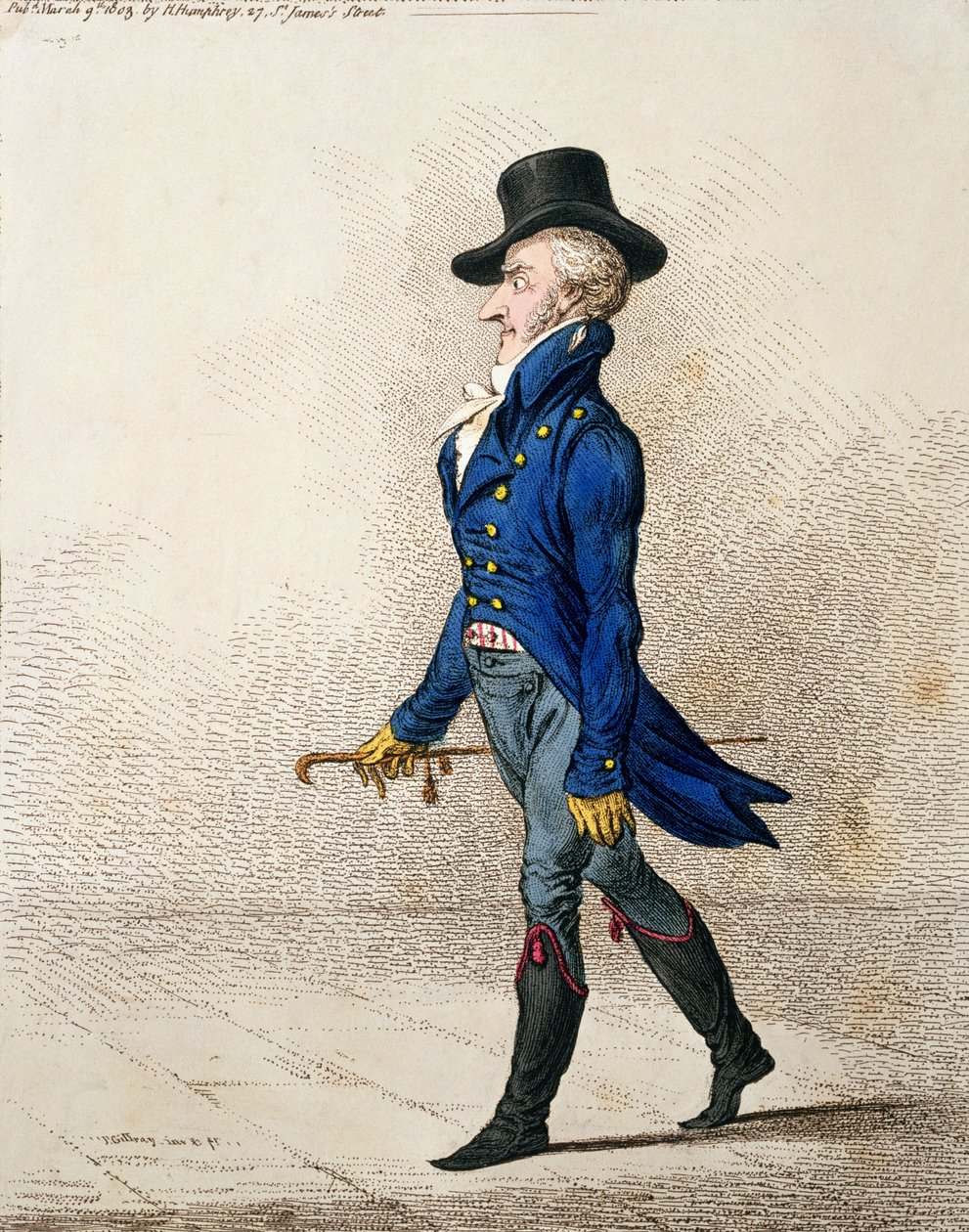 Porträtt av en man, publicerat av Hannah Humphrey 1803 (handkolorerad etsning) av James Gillray