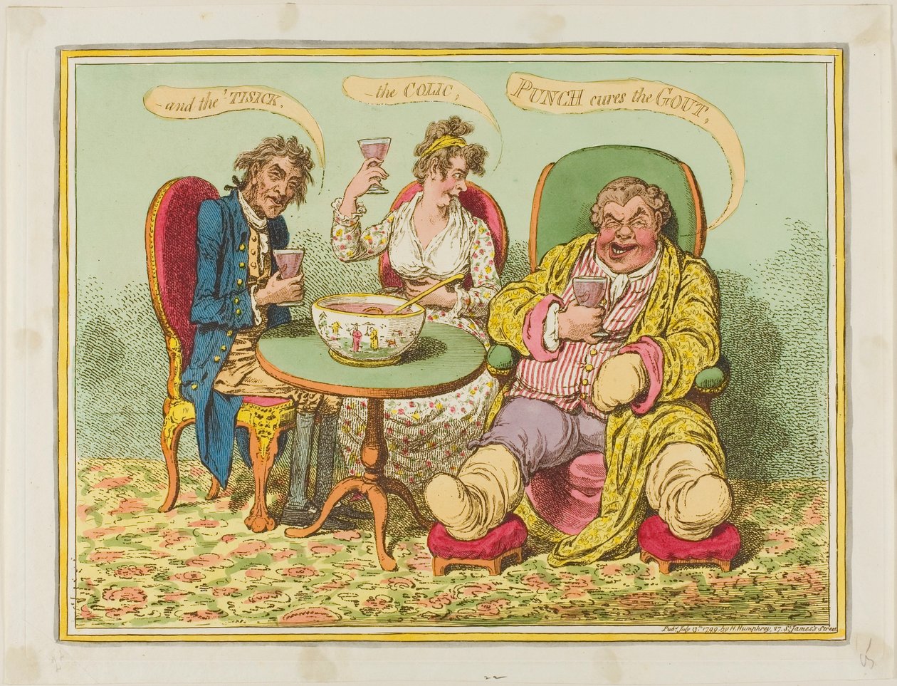 Punsch botar gikt, kolik och "Tisick av James Gillray