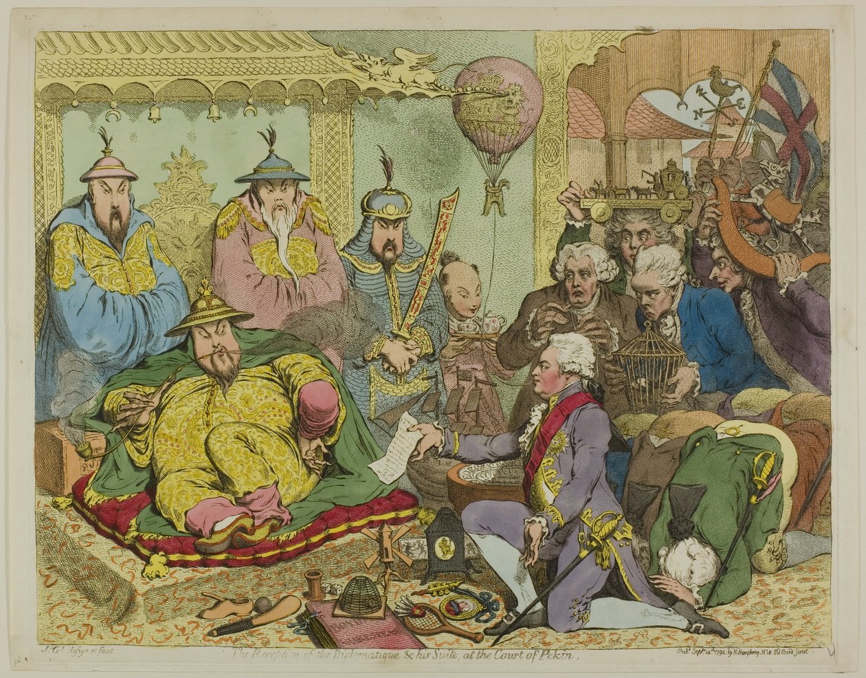 Mottagning av Diplomatique & his Suite, vid hovet i Pekin av James Gillray