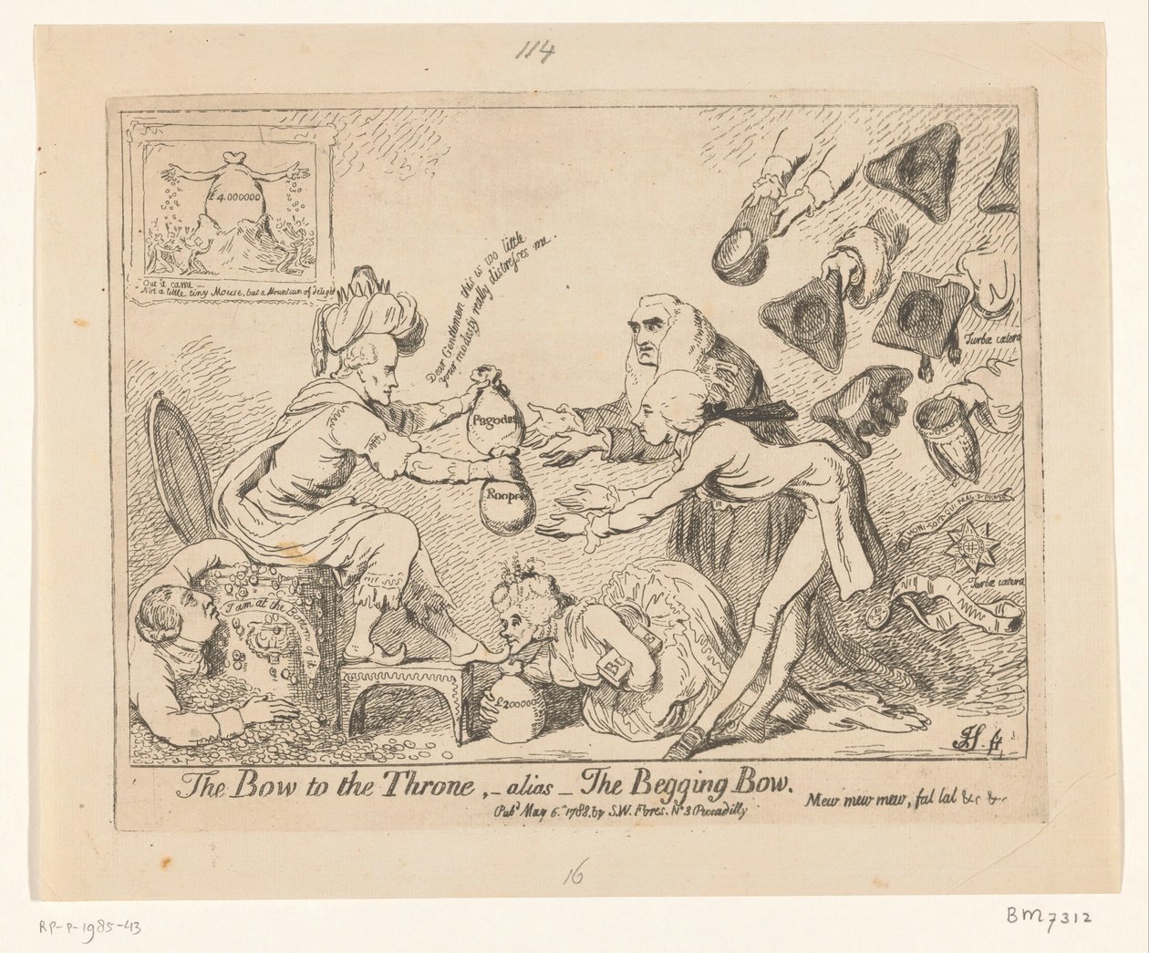 Spotprent på Warren Hastings, 1788 Bågen till tronen, -alias- Den tiggande bågen av James Gillray