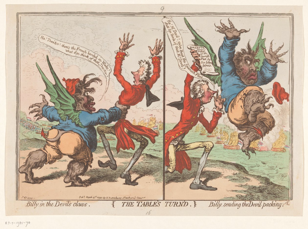 Spotprent av William Pitt och Charles Fox, 1797 The Table