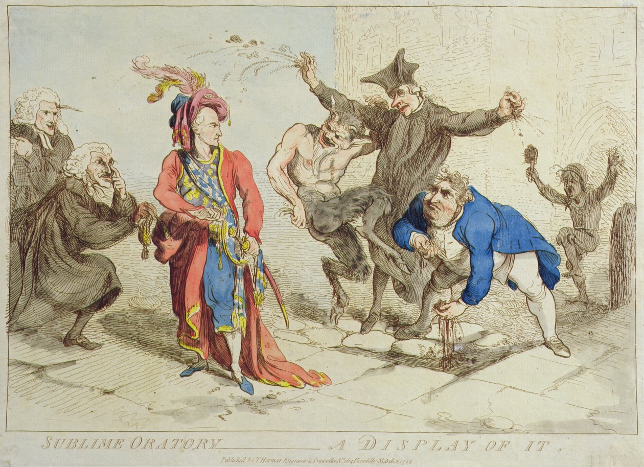 Sublime Oration: A Display of It, utgiven av T. Harmar 1788 (handfärgad etsning) av James Gillray