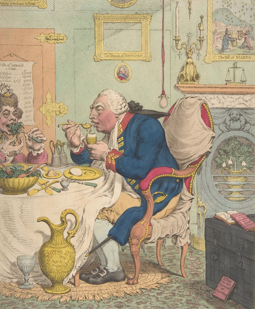 Måttlighet som njuter av en sparsam måltid, 28 juli 1792., 28 juli 1792. av James Gillray