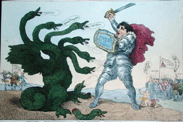 The Champion of the People, publicerad av William Humphrey (handfärgad etsning) av James Gillray