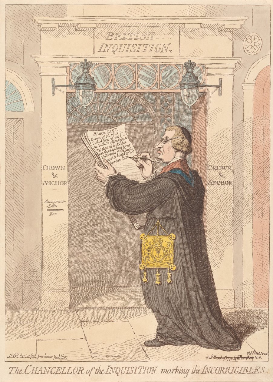 Inkvisitionens kansler märker de oförbätterliga av James Gillray