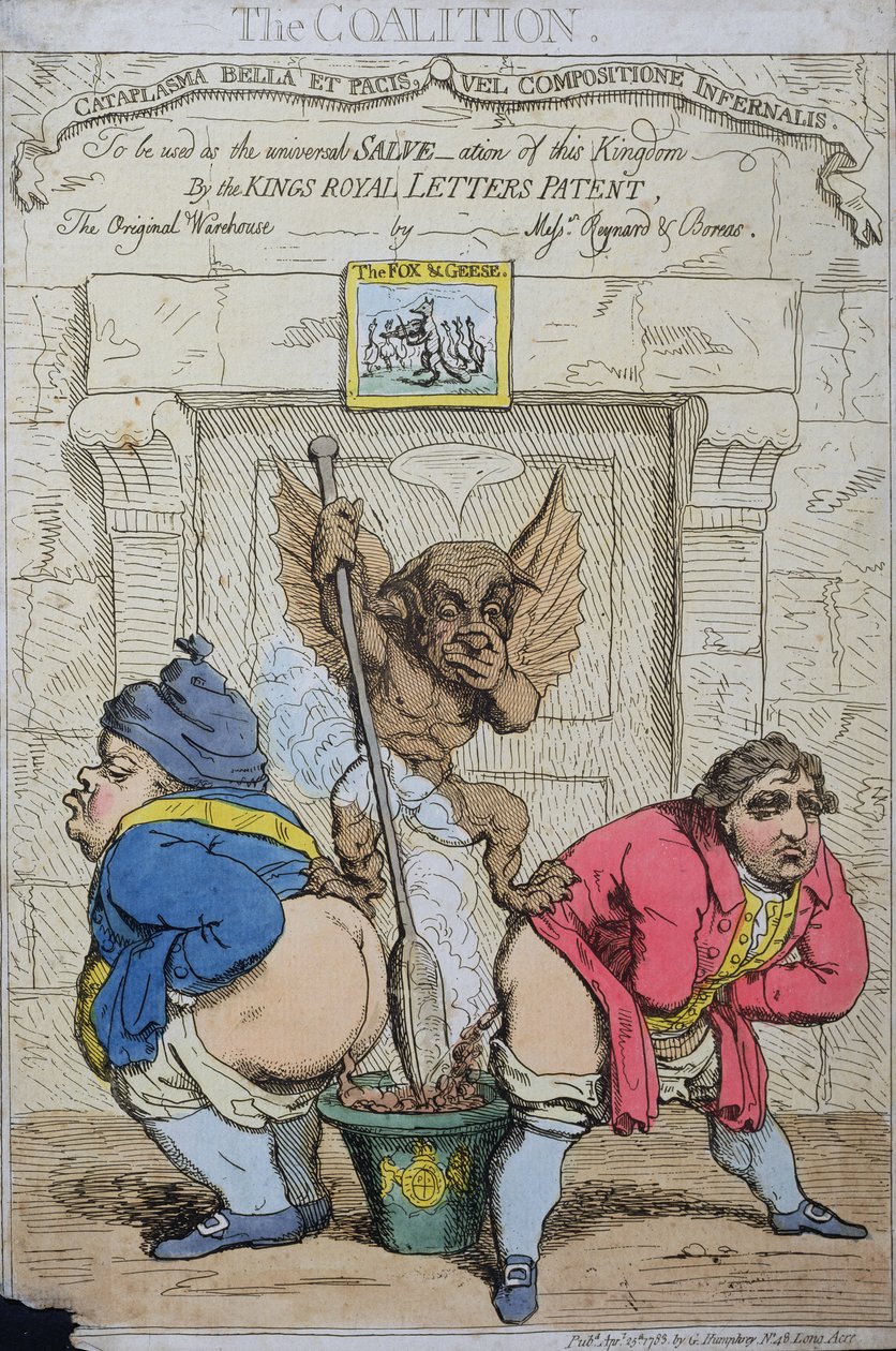 The Coalition, publicerad av G. Humphrey 1783 (handfärgad etsning) av James Gillray