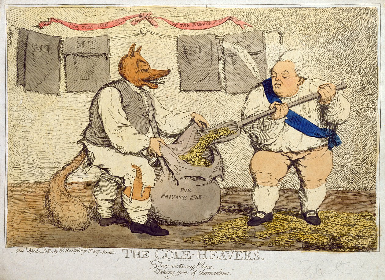 The Cole-Heavers, publicerad av William Humphrey 1783 (handfärgad etsning) av James Gillray