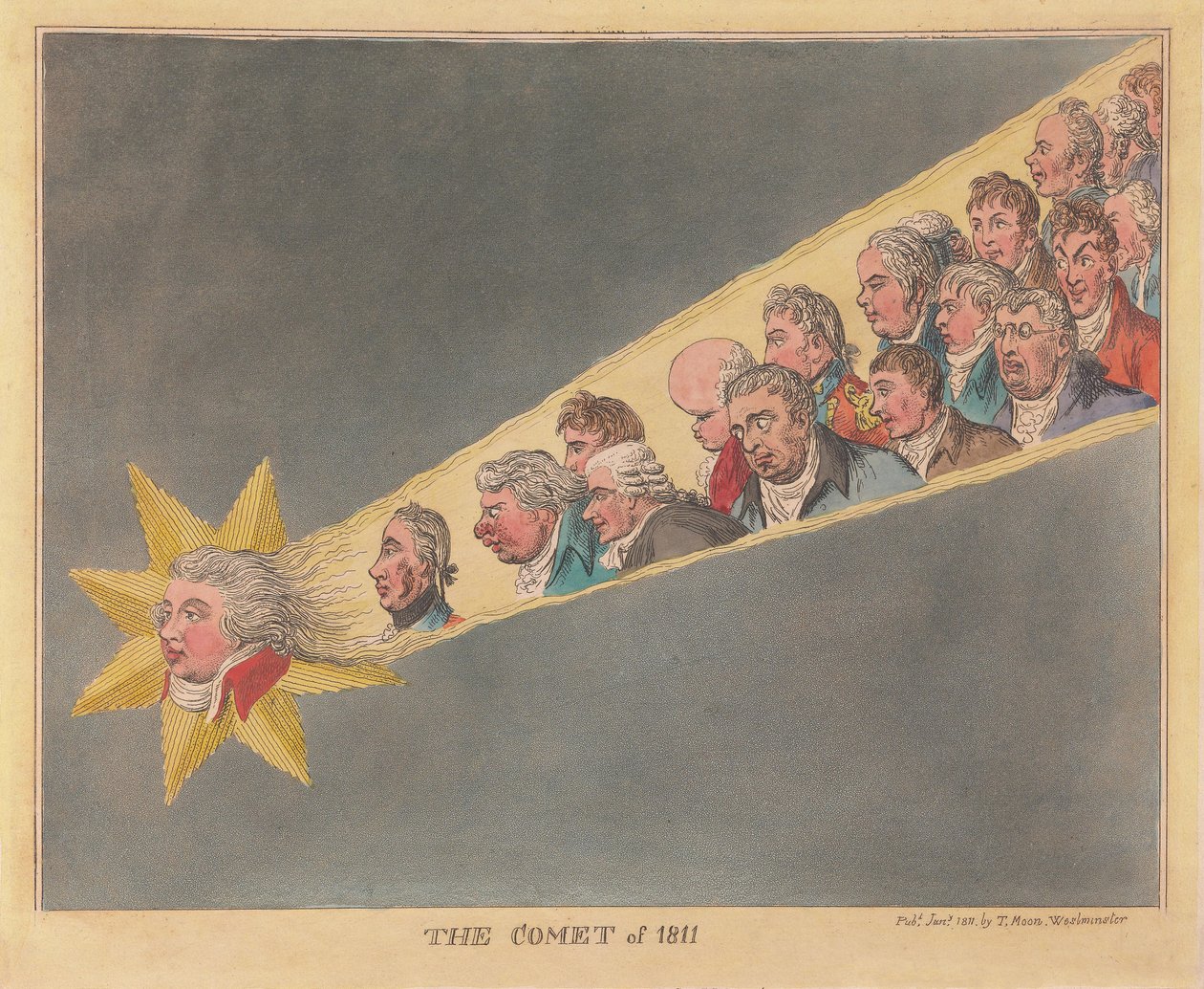 Kometen 1811, pub. 1811 (handfärgad gravyr) av James Gillray