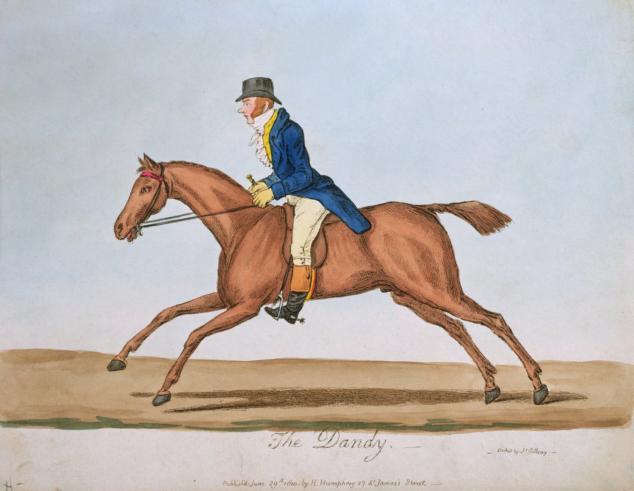 The Dandy, utgiven av Hannah Humphrey 1810 (handkolorerad etsning) av James Gillray