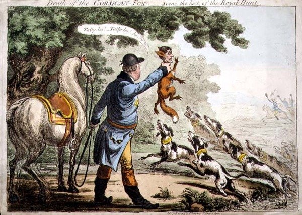 Den korsikanska rävens död av James Gillray