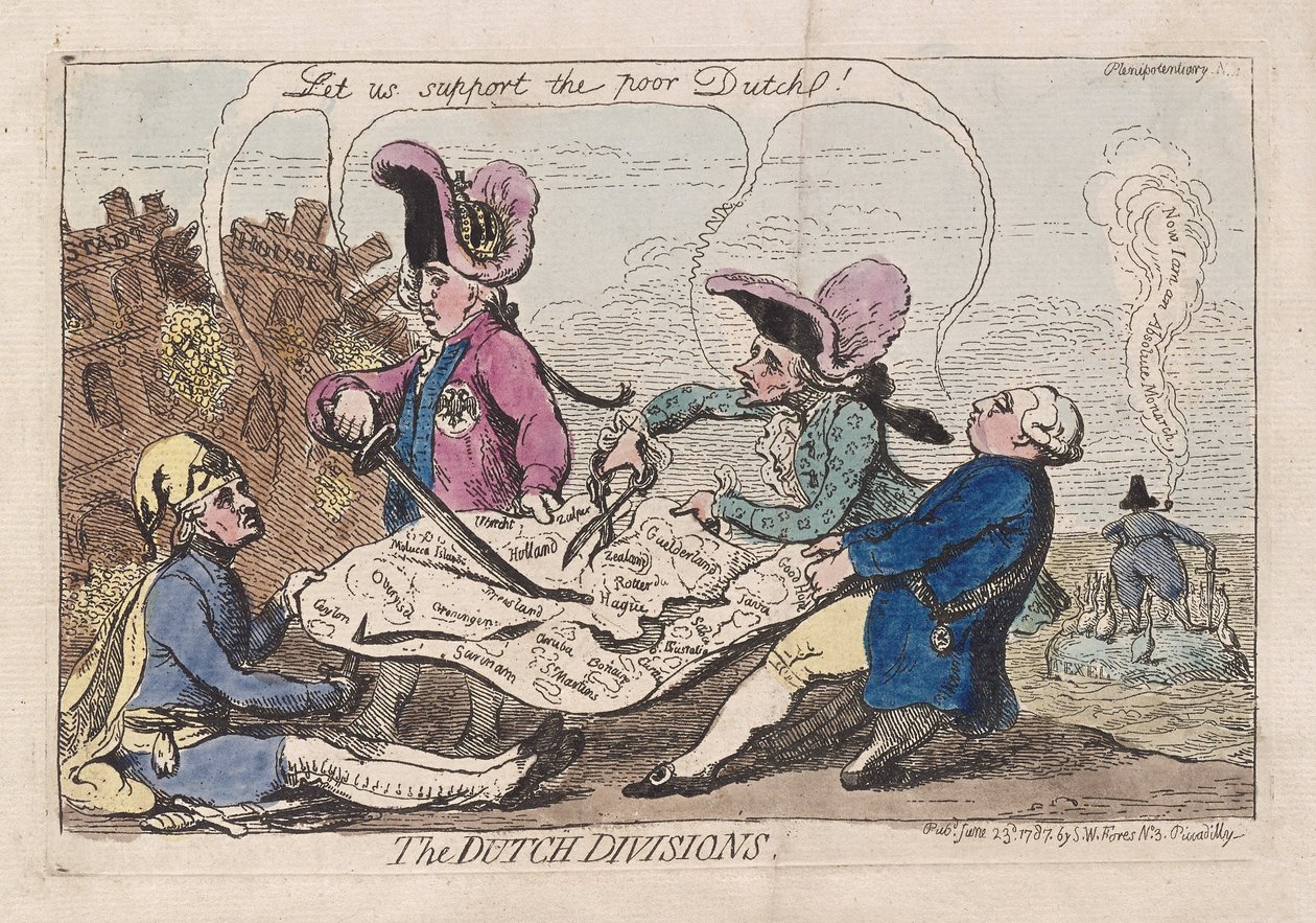 The Dutch Divisions, pub. 1787 (handfärgad gravyr) av James Gillray