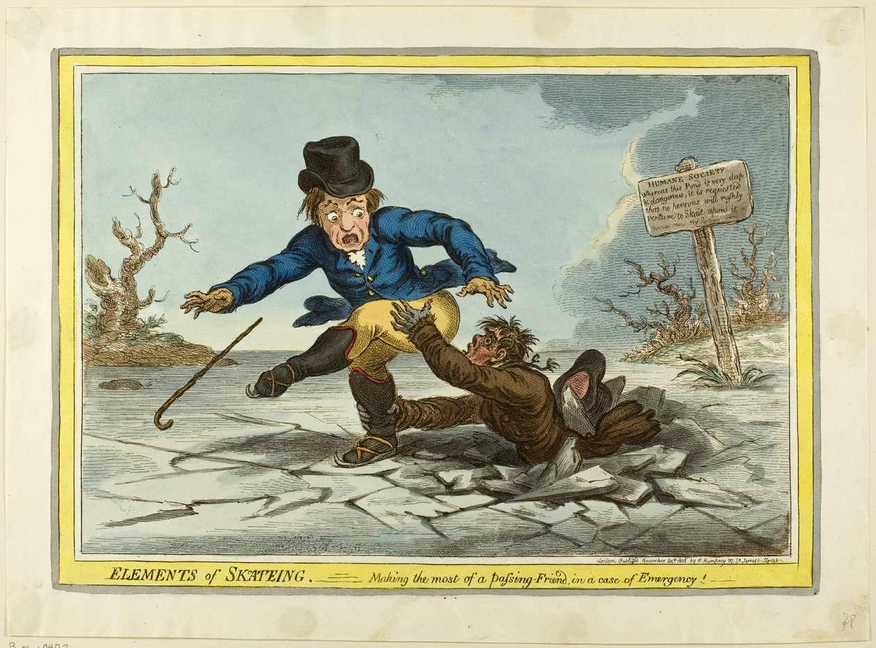 Skridskoåkningens element: Att göra det bästa av en passerande vän av James Gillray