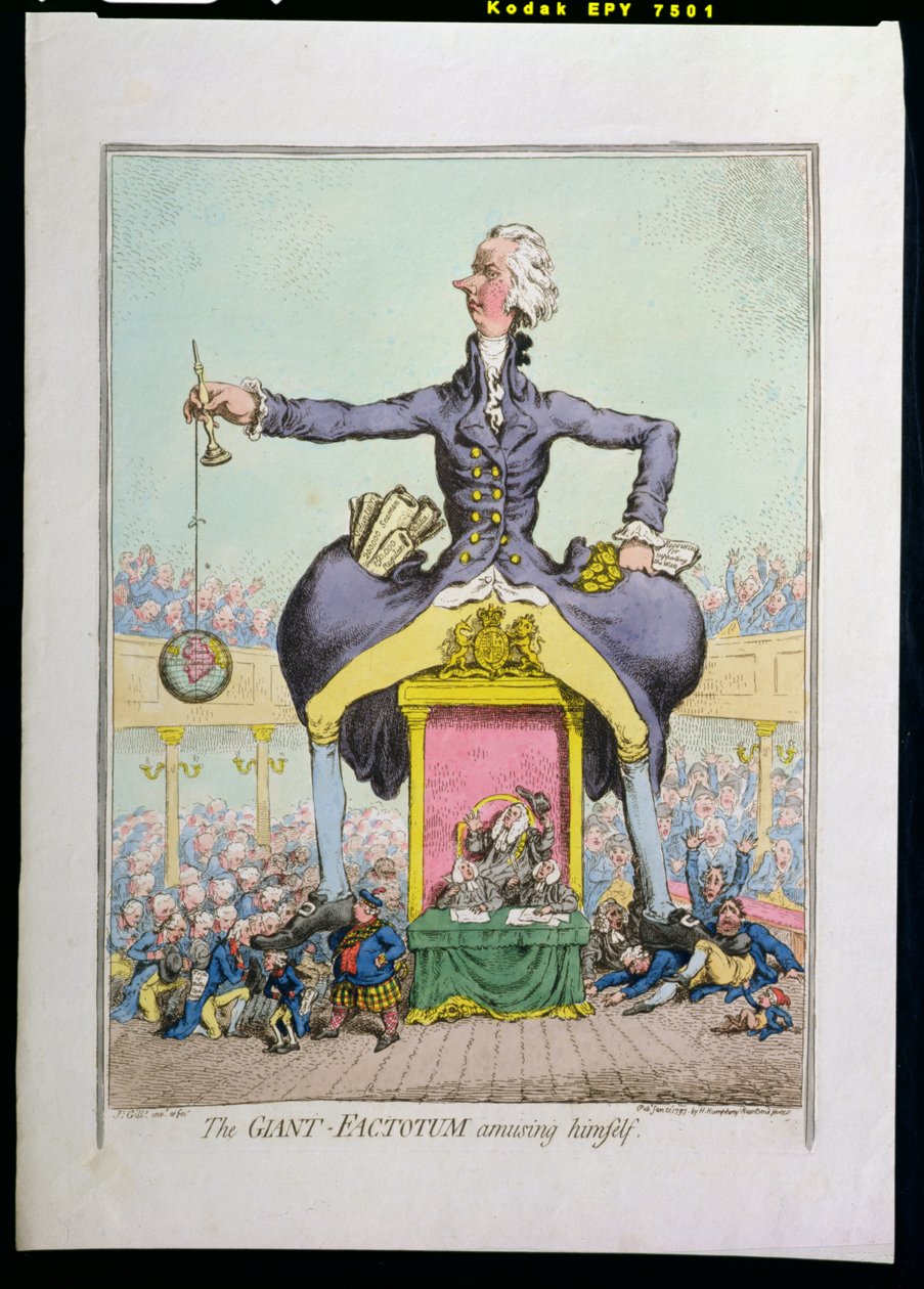 The Giant Factotum amusing yourself, publicerad av Hannah Humphrey 1797 (handfärgad etsning) av James Gillray