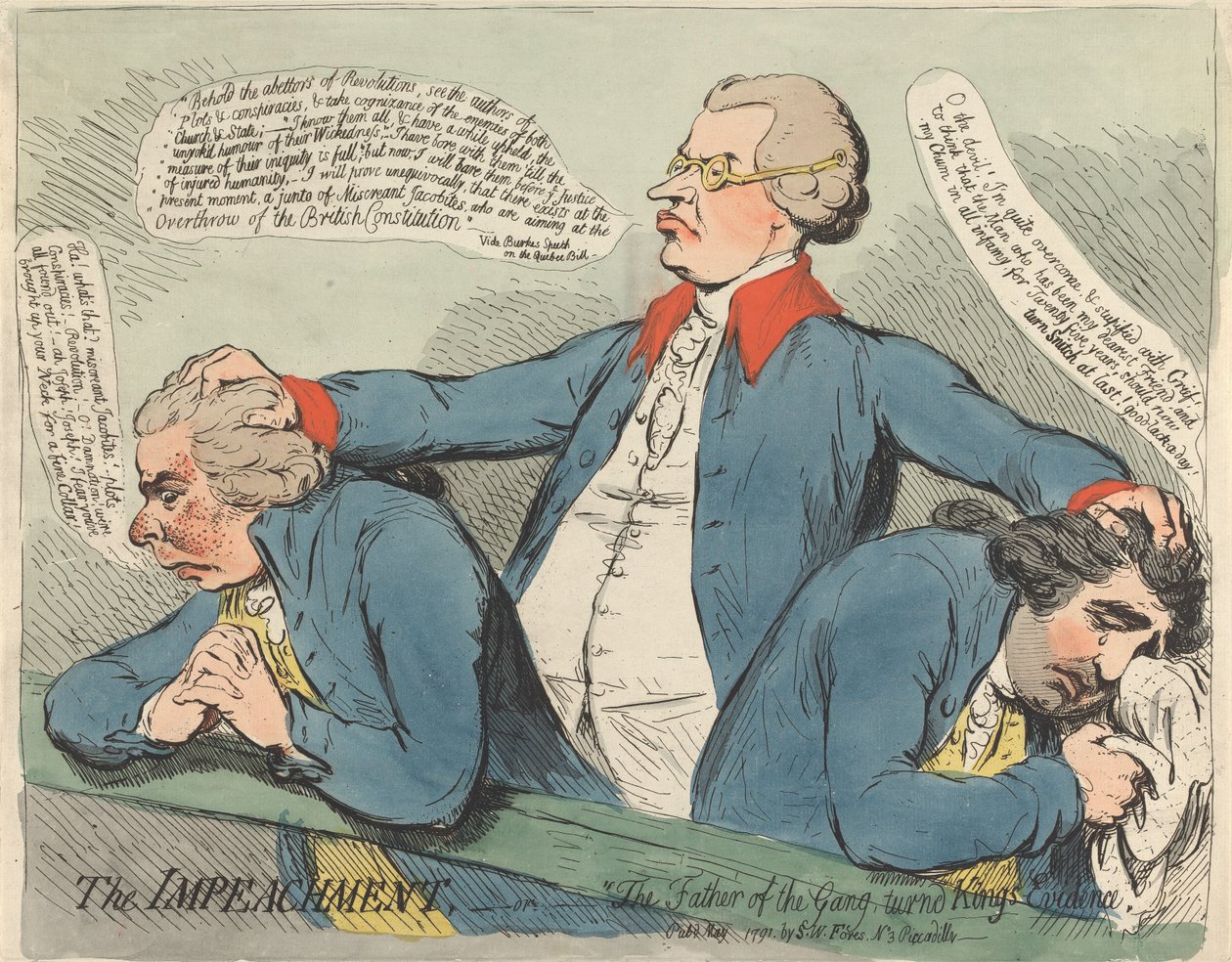 Riksrättsåtalet - eller - ”Gängets fader, som blivit kronvittne” av James Gillray