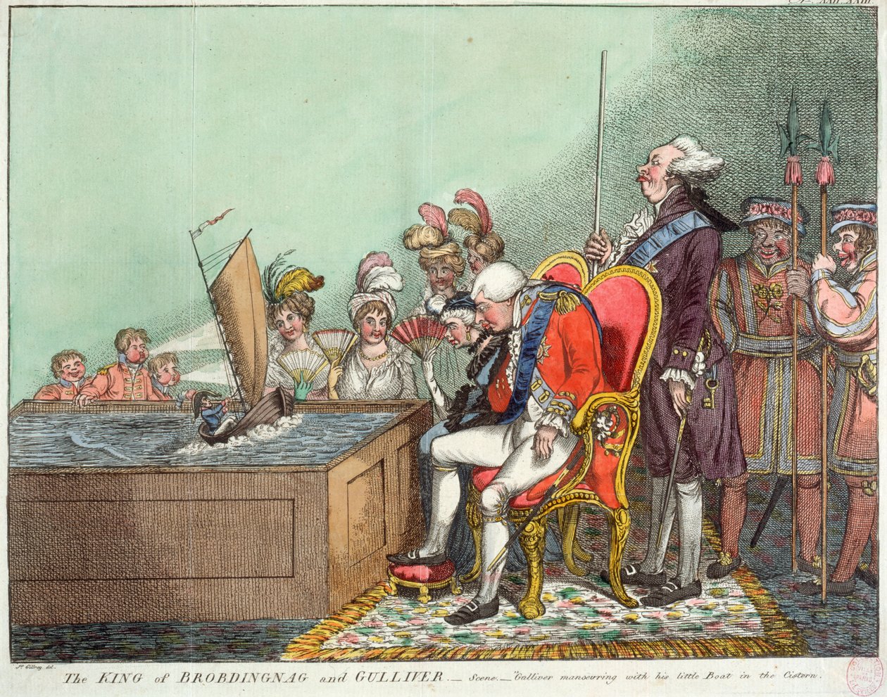 Kungen av Brobdingnag och Gulliver, efter 1804 (gravyr) av James Gillray
