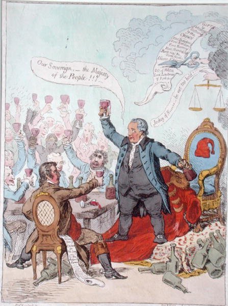 The Loyal Toast, utgiven av Hannah Humphrey 1798 (handkolorerad etsning) av James Gillray