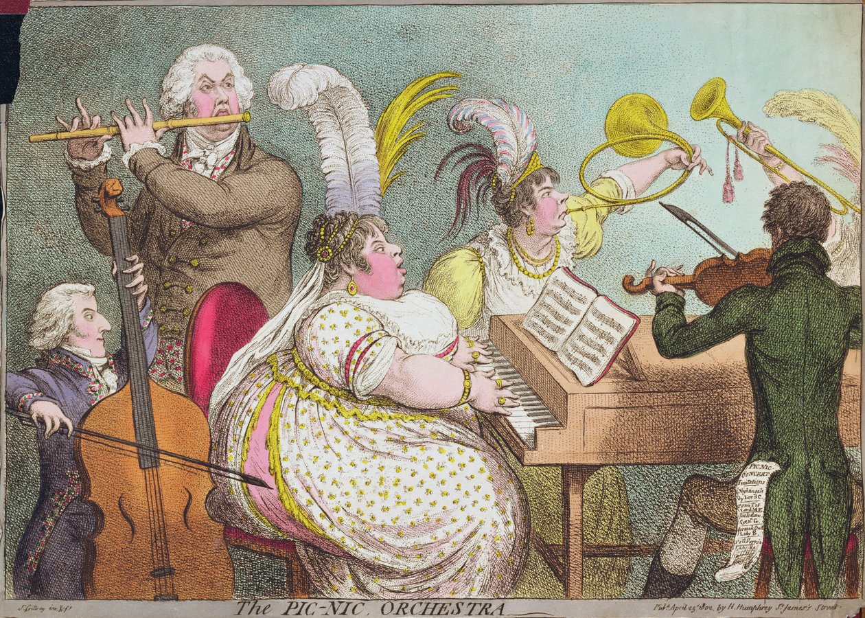 The Pic-Nic Orchestra, utgiven av Hannah Humphrey, 1802 av James Gillray