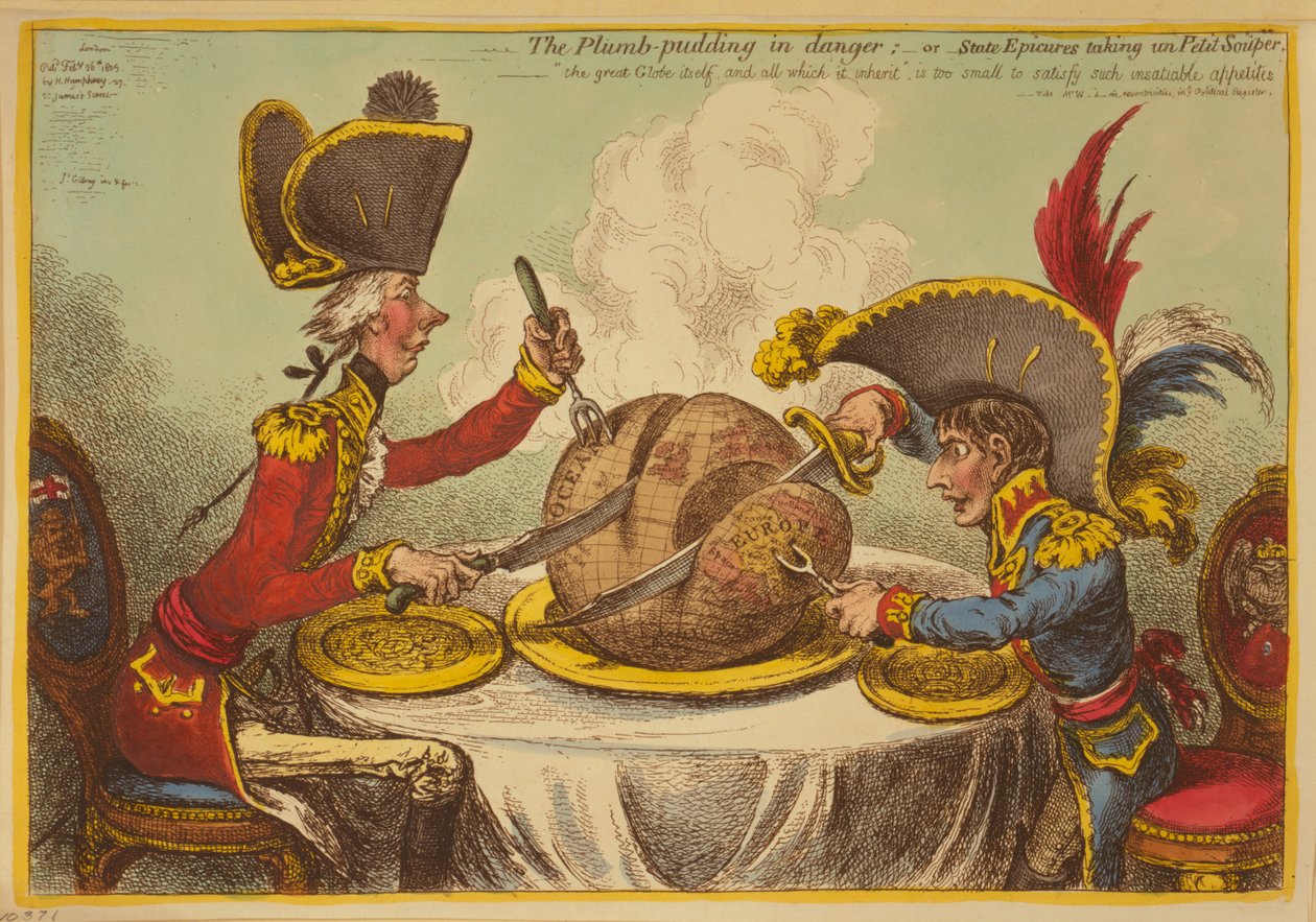 Plommonpuddingen i fara eller statliga epikurer som tar un Petit Souper av James Gillray