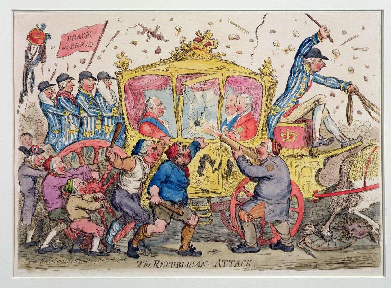 The Republican Attack, publicerad av Hannah Humphrey 1795 (handfärgad etsning) av James Gillray