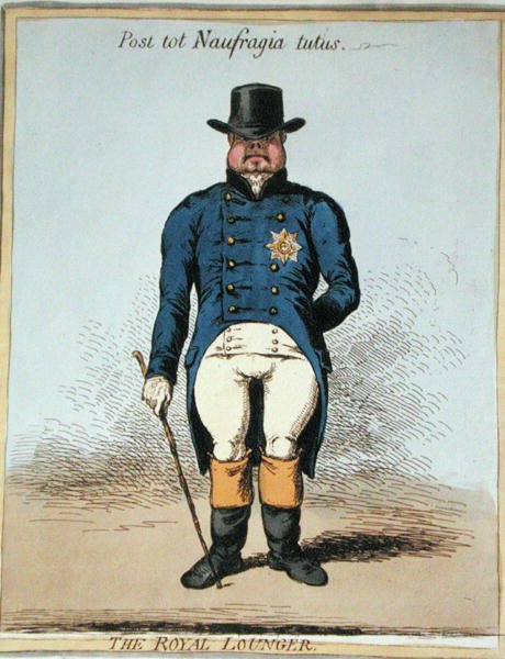 Den kungliga liggstolen (handkolorerad etsning) av James Gillray