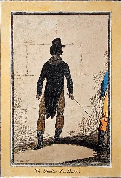 The Shadow of a Duke, publicerad av Hannah Humphrey 1795 (handfärgad etsning) av James Gillray
