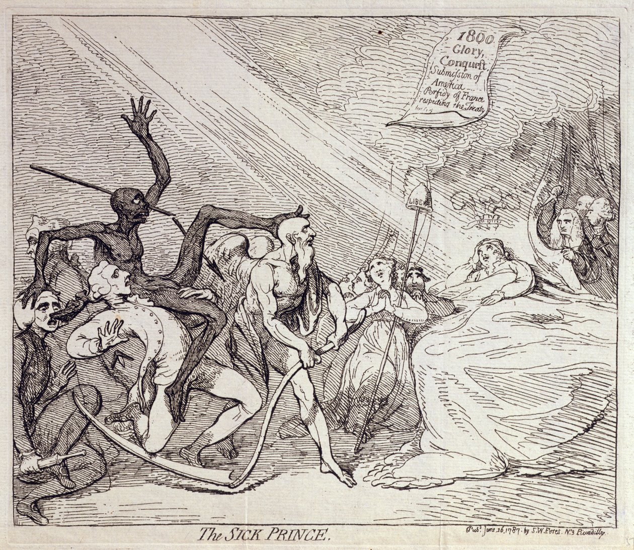 Den sjuke prinsen, utgiven av S.W. Fores 1787 (etsning) av James Gillray