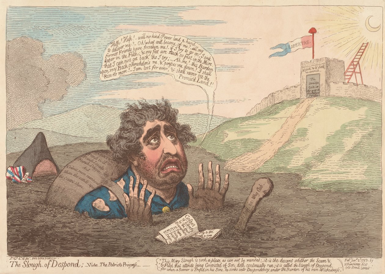 Modlöshetens träsk; se - Patriotens framsteg av James Gillray