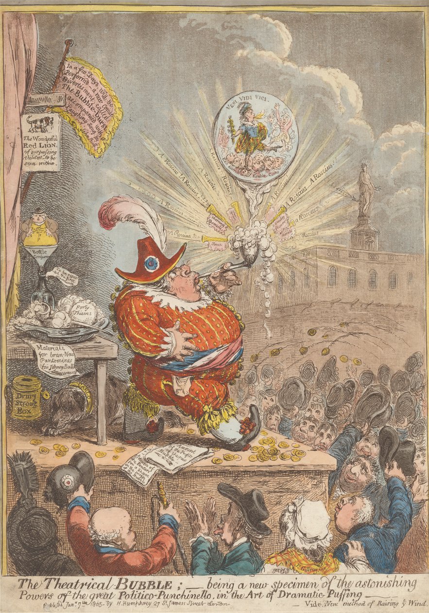 Theatrical Bubble: Att vara ett nytt exemplar av den stora politiska-Punchinellos häpnadsväckande krafter, i konsten att dramatisk puffning av James Gillray