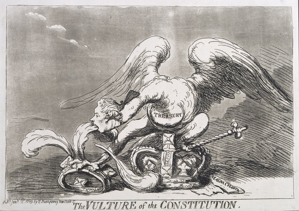 The Vulture of the Constitution, publicerad av Hannah Humphrey 1789 av James Gillray