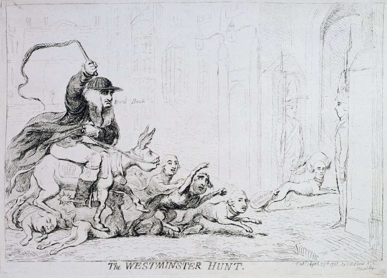 The Westminster Hunt, publicerad av 1788 (handfärgad etsning) av James Gillray