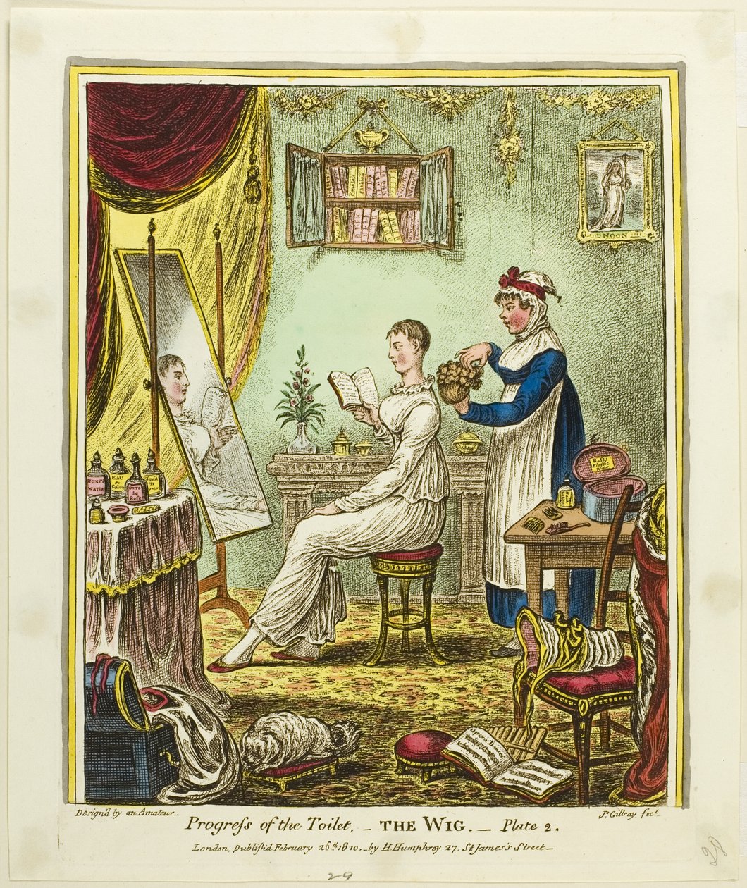 Peruken, plansch två från Toalettens framsteg av James Gillray