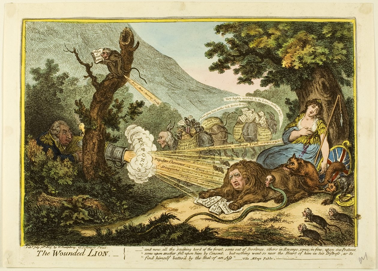 Det sårade lejonet av James Gillray