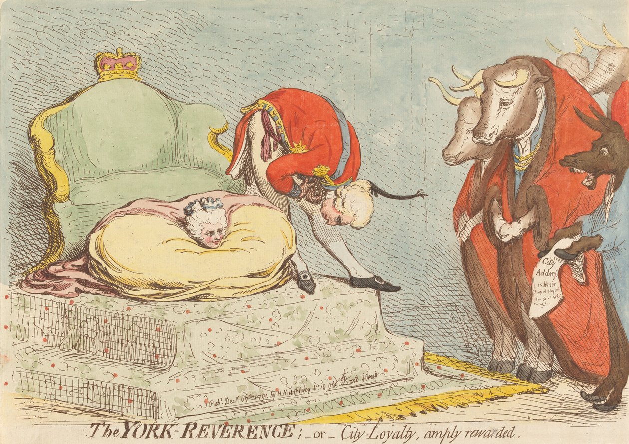 Vördnaden för York; – eller – Stadens – lojalitet rikligt belönad av James Gillray
