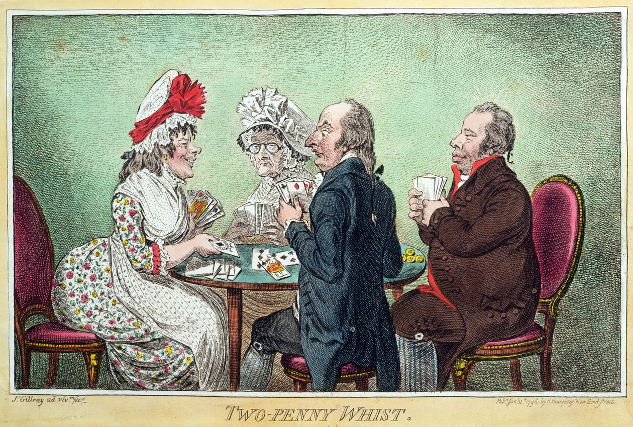 Two-Penny Whist, publicerad av Hannah Humphrey 1796 (etsning, gravyr, akvatint och wc på papper) av James Gillray