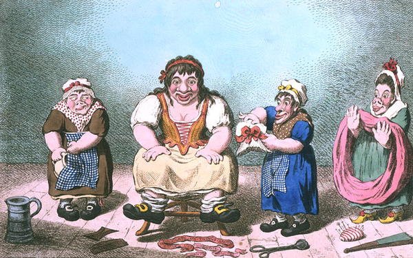 Venus Attired by the Graces, publicerad av Hannah Humphrey 1800 (handfärgad etsning) av James Gillray