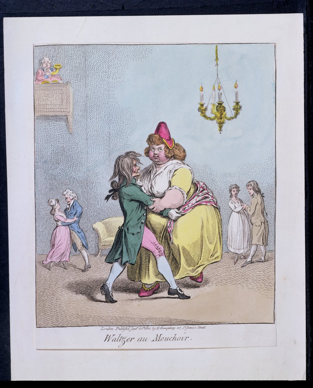Waltzer au Mouchoir, utgiven av Hannah Humphrey 1800 (handfärgad etsning) av James Gillray