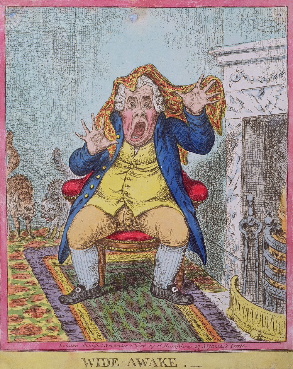 Wide Awake, utgiven av Hannah Humphrey 1806 (handkolorerad etsning) (se även 189788) av James Gillray
