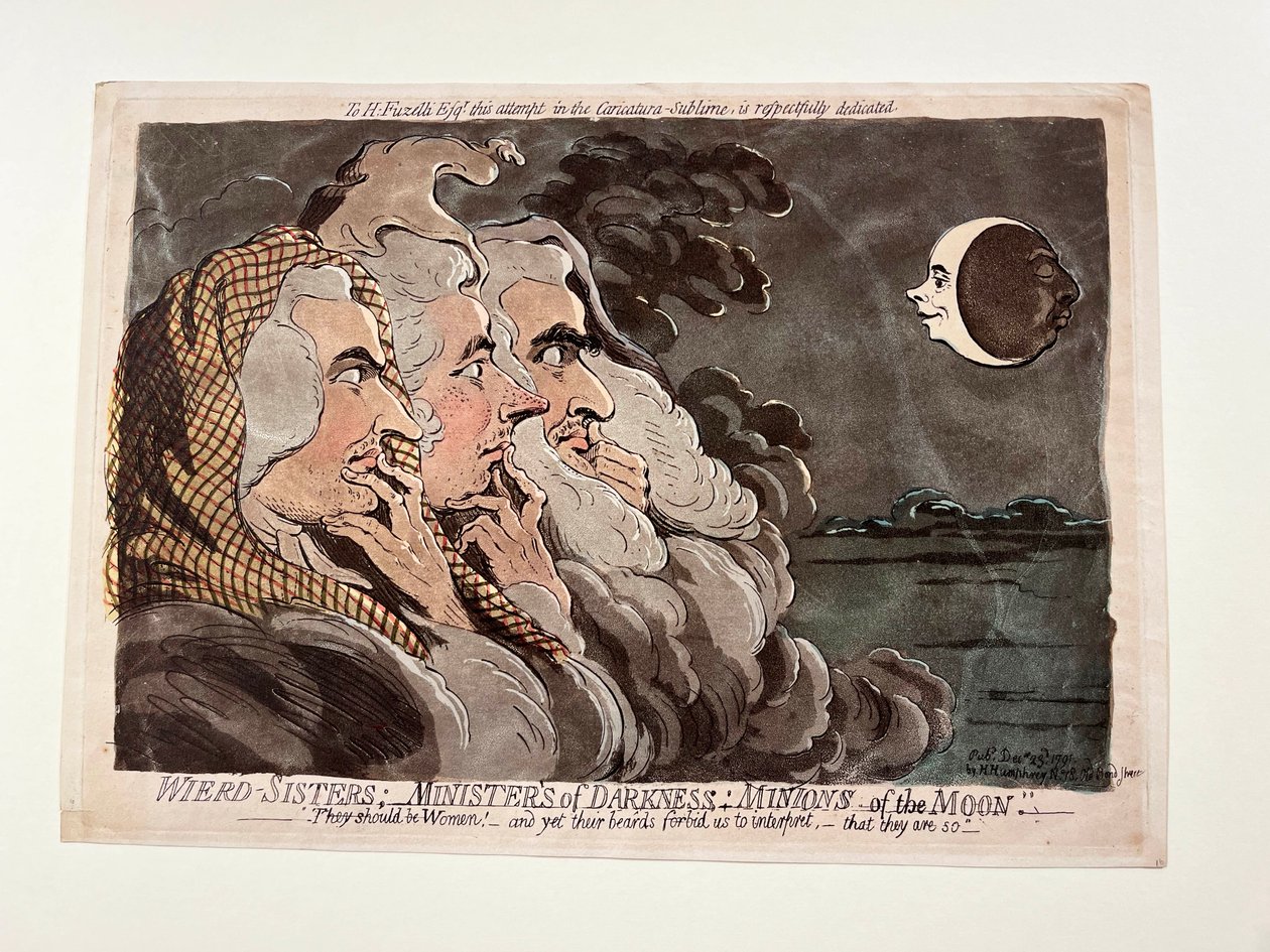 De märkliga systrarna; Mörkrets tjänare; Månens hantlangare av James Gillray