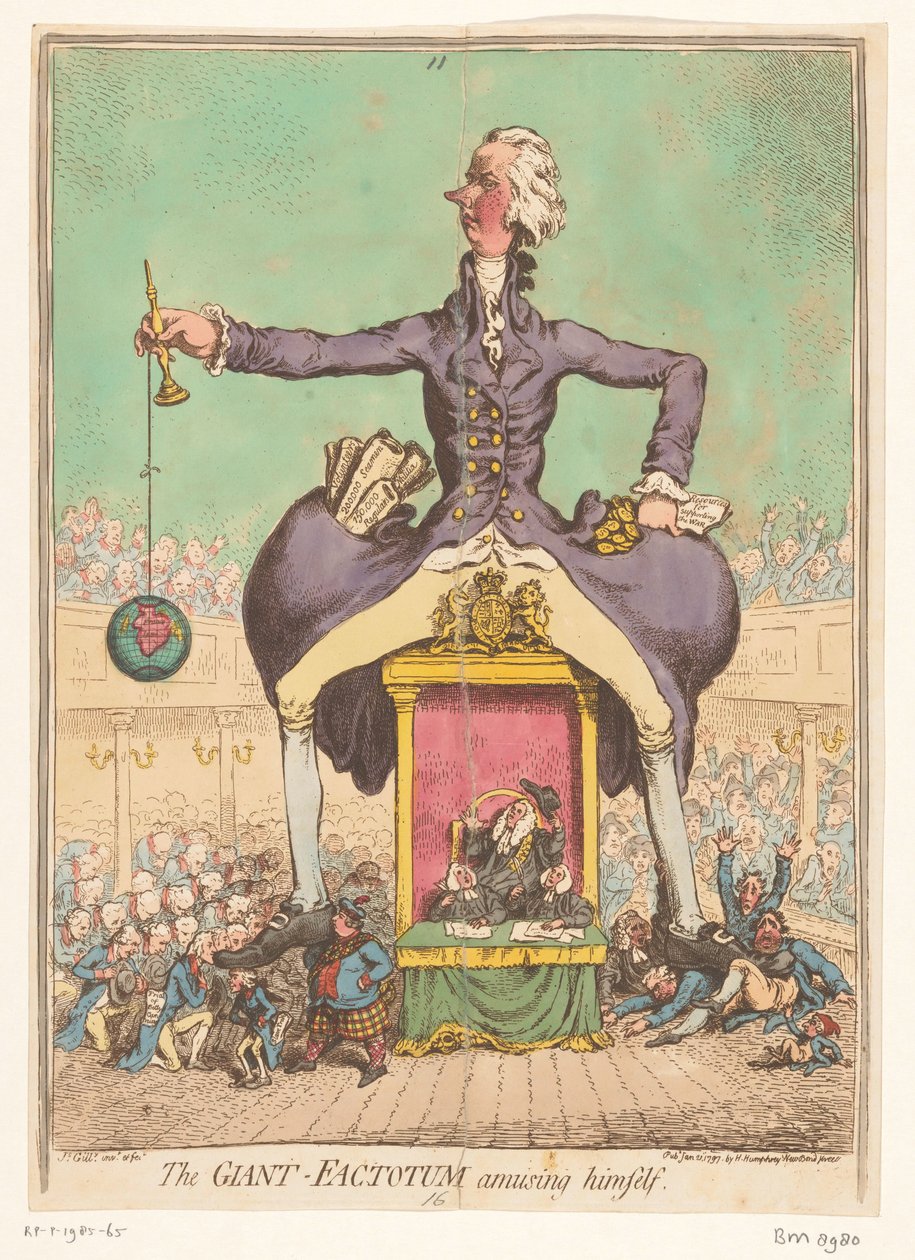 William Pitt spelar parlamentet, 1797 The Giant Factotum roar sig själv av James Gillray