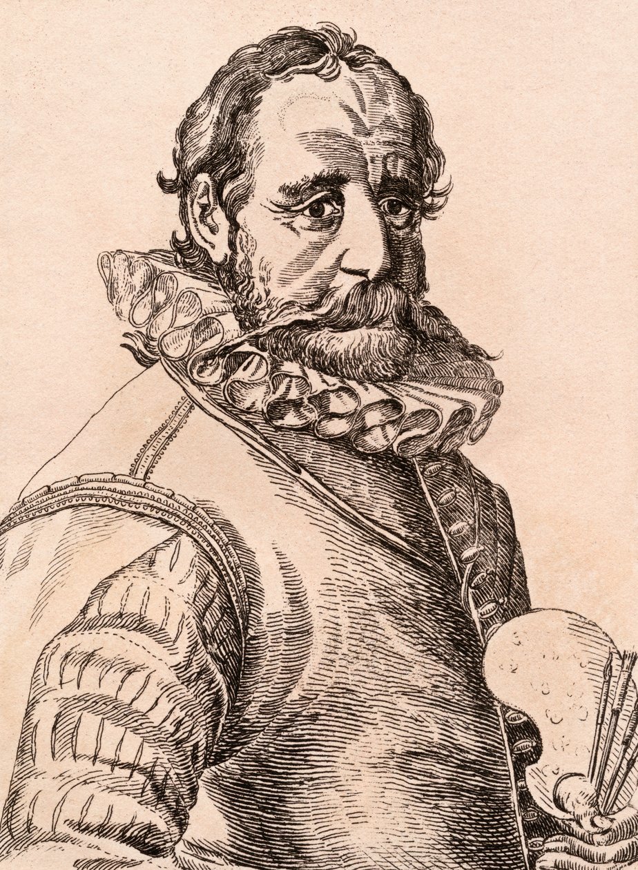 Hans Bol, illustration från "75 Portraits Of Celebrated Painters From Authentic Originals", utgiven i London 1817. av James Girtin