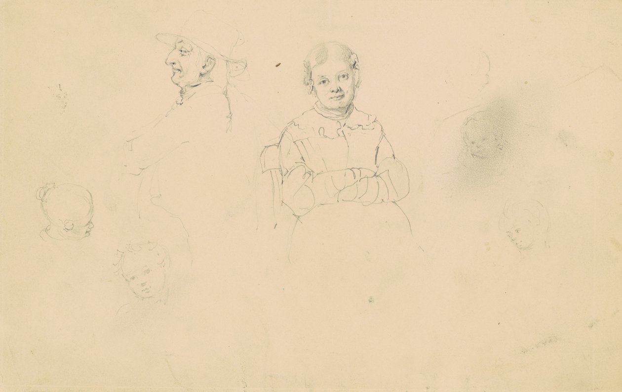 Studies of Figures, c.1836-43 (grafit på vävt papper) av James Goodwin Clonney