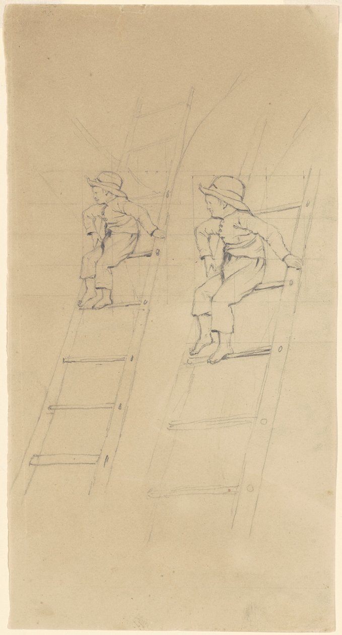 Studier av en pojke på en stege av James Goodwyn Clonney